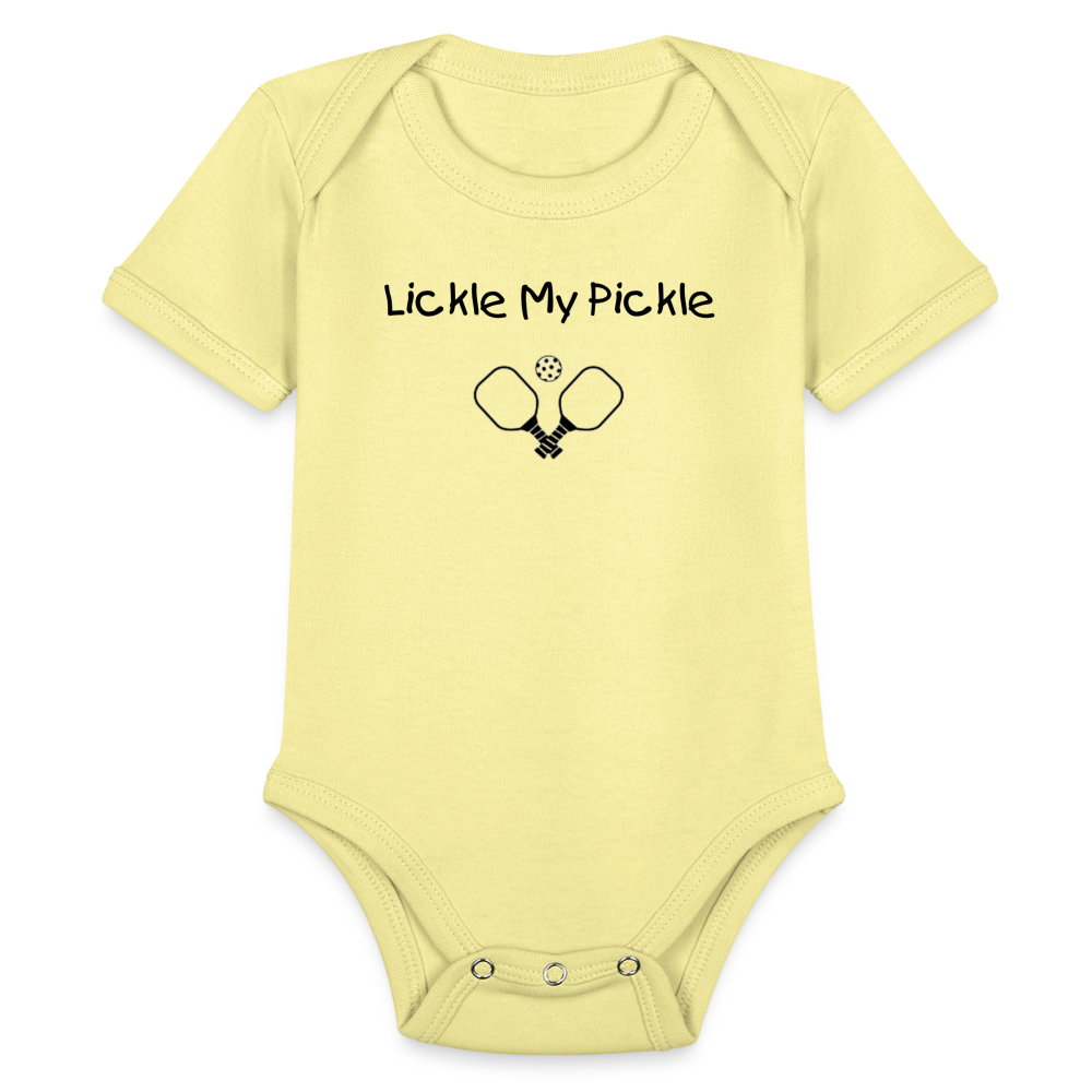 Organic Short Sleeve Baby Bodysuit - washed yellow