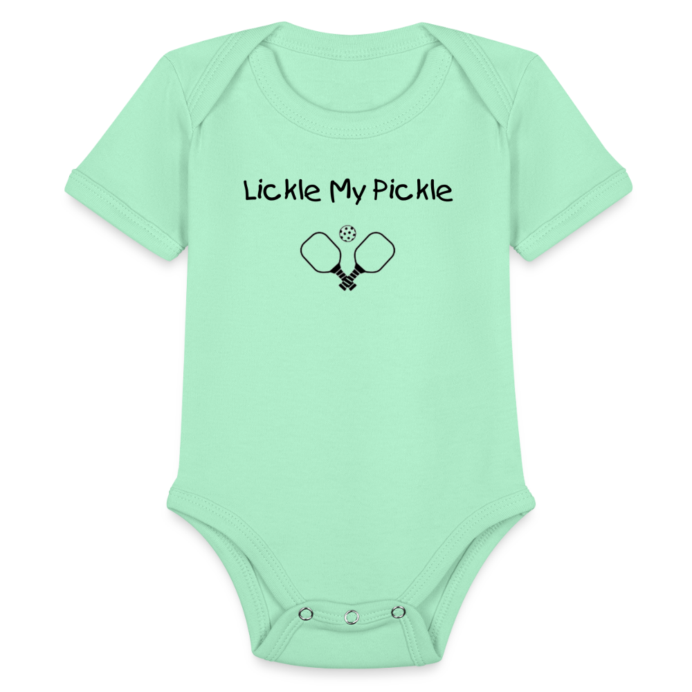 Organic Short Sleeve Baby Bodysuit - light mint